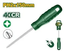 JDSD4926- DESTORNILLADOR PHILLIPS PH2- ACERO 40CR- PUNTA MAGNETICA- 6MM X 150MM- VASTAGO REDONDO 6MM- MANGO REDONDO