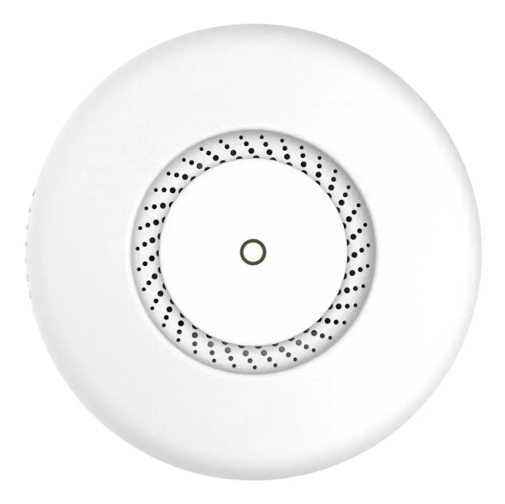 cAP ac Dual-band 2.4 / 5GHz wireless access point for mounting on a ceiling or wall with two Gigabit Ethernet ports (one with PoE output), 802.11ac support and IPsec hardware encryption support