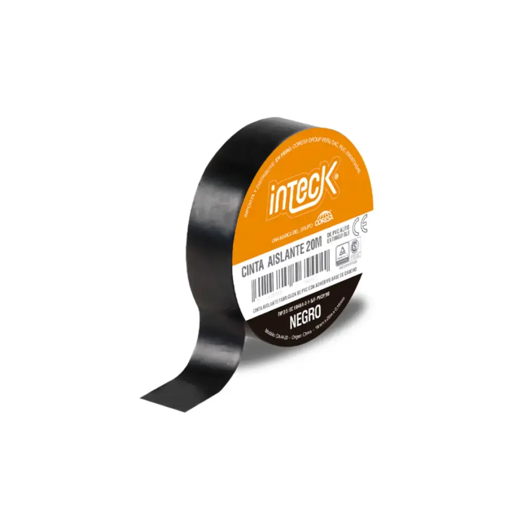 CINTA ADHESIVA PVC INTECK - NEGRA 10 METROS