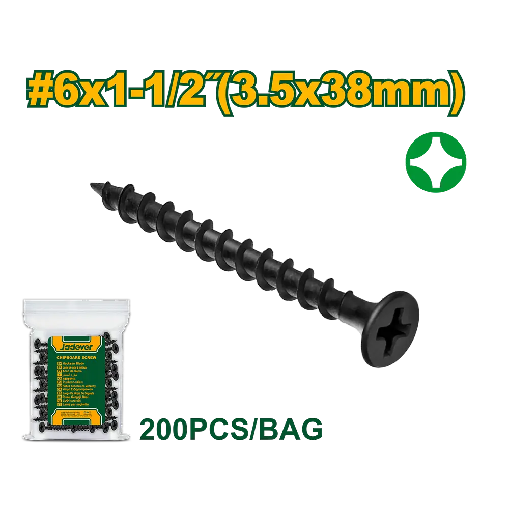 Tornillo Drywall #6x1½" (3,5mm x 38mm) Bolsa x 200u.