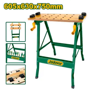 BANCO DE TRABAJO PLEGABLE, CAPACIDAD DE CARGA 100KG, DIMENSIONES ABIERTO 605X630X750MM, PLEGADO 605X150X920MM, INCLUYE PIEZAS DE FIJACION, TABLERO IMPRESO CON REGLA Y TRANSPORTADOR