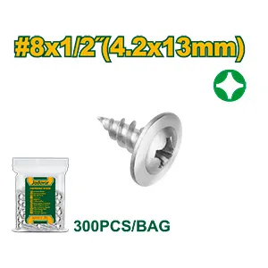 TORNILLO PUNTA AGUJA - PHILLIPS - TAMAÑO: #8 X 1/2'' (4.2 X 13MM) - ACERO AL CARBONO DE ALTA CALIDAD - 300 UNIDADES / BOLSA