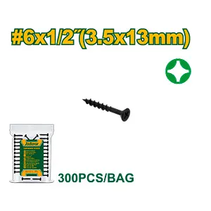 TORNILLO DRYWALL - PASO GRUESO - PHILLIPS - TAMAÑO: #6 X 1/2'' (3.5 X 13MM) - ACERO AL CARBONO DE ALTA CALIDAD - 300 UNIDADES / BOLSA