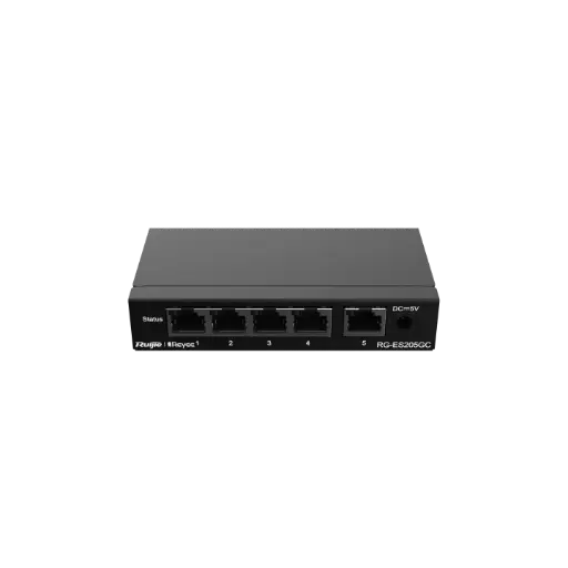 [RG-ES205GC] SWITCH DE ESCRITORIO 10/100/1000, ADM, NO POE 