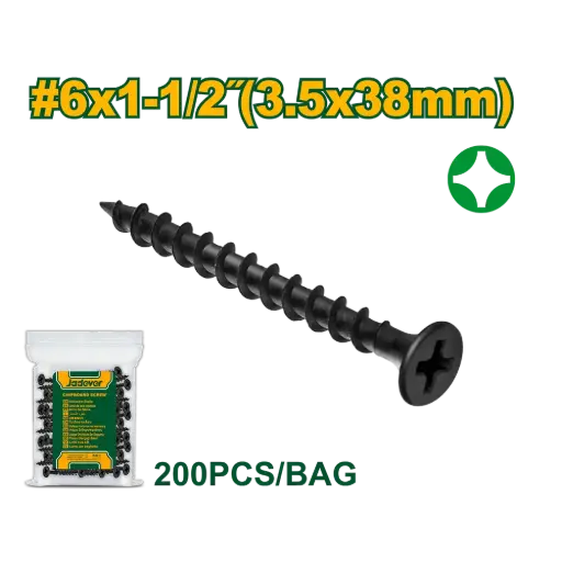 [JDXS1914] Tornillo Drywall #6x1½" (3,5mm x 38mm) Bolsa x 200u.