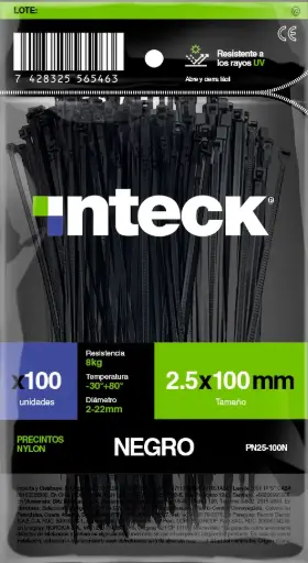 [PN76-300N] PRECINTO DE NYLON 7.6MM X 300MM - NEGRO X 50 UNI